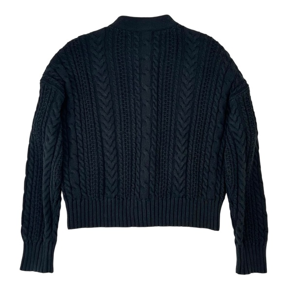 Alex Mill Cable Knit Nico Chunky Cardigan - Black Drop Shoulder Button Up Cardi - Picture 6 of 11